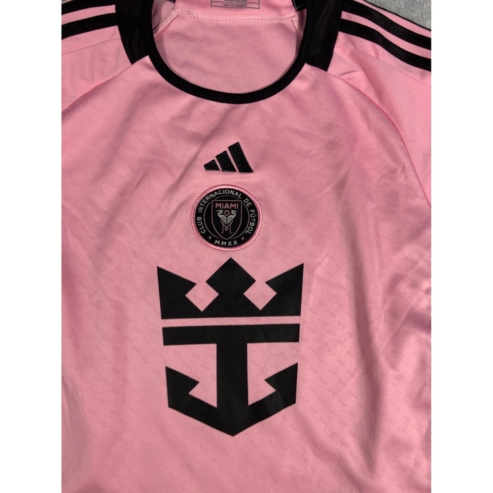 adidas Lionel Messi Inter Miami CF 2024 Home Jersey Youth Size 12 Pink Soccer - Picture 2 of 11